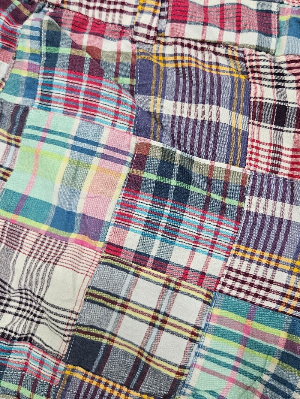TELLURIDE Clothing Co Madras Plaid Patchwork Shorts Sz 10 Cotton Retro - Picture 3 of 7